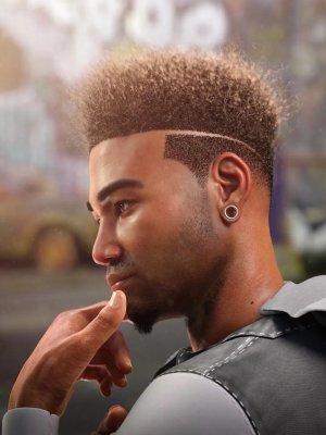Afro Fade Hair for Genesis 3 and 8-创世纪3和8的非洲式褪色头发