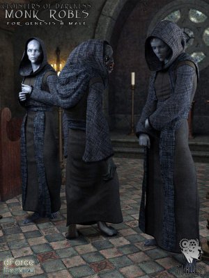 Cloisters of Darkness Monk Robes for Genesis 8 Male-《黑暗修道院》《创世纪》第八章男性僧侣长袍