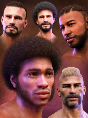 Curly Hair and Facial Hair for Genesis 8 Males-创世纪8男性的卷发和胡须