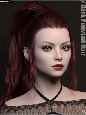 Dark Ponytail Hair for Genesis 3 and 8 Female-《创世纪3》和《创世纪8》女性的深色马尾发
