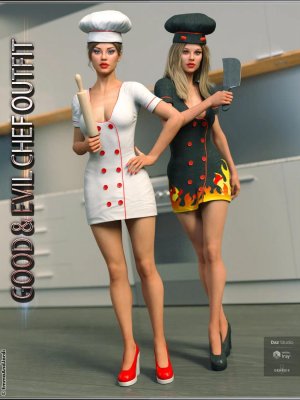 Good and Evil Chef Outfit And Poses For Genesis 8 Female(s)-善恶厨师装和构成创世纪8女（s）