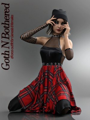 Goth N Bothered dForce outfit for Genesis 8 Females-为8女性设计的服装