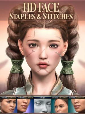 HD Face Staples and Stitches for Genesis 8 Females-适用于8女性的面部订书钉和缝线