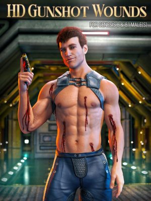 HD Gunshot Wounds for Genesis 8 and 8.1 Males-和男性的枪伤