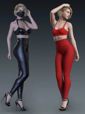 High Waisted Leggings Outfit for Genesis 8 and 8.1 Females-《创世纪8》和《创世纪81》女性高腰紧身裤套装