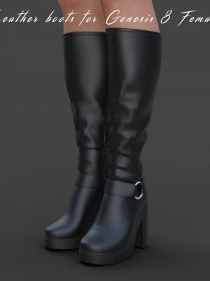 Leather boots for Genesis 8 Female-创世纪女皮靴