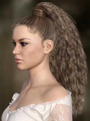 MRL Curly Ponytail for Genesis 8 Female with Color Mixing-卷曲马尾辫为创世纪8女性与颜色混合。