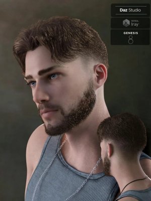 Nathan Fade Haircut and Beard for Genesis 8 Male(s)-弥敦道褪色发型和胡须创世纪8男性