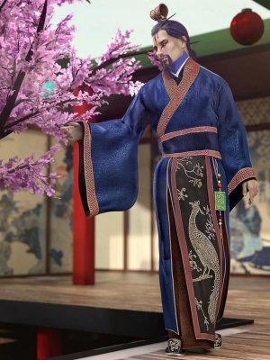 Peacock Hanfu Outfit for Genesis 8 Male(s)-创世纪8男孔雀汉服