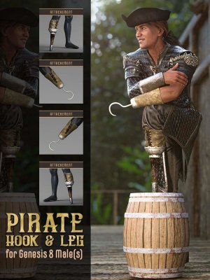 Pirate Hook and Leg for Genesis 8 Male(s)-海盗钩和腿为创世纪8男性