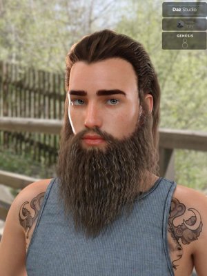 Ryanno Hair and Beard Set for Genesis 8 Male-头发和胡须设置为创世纪8男性