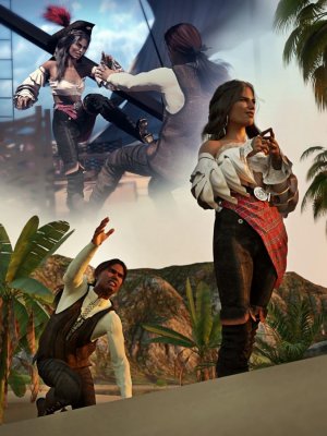 SBibb Dreadful Pirate Captain Poses and Expressions for Genesis 8-可怕的海盗船长在《创世纪8》中的姿势和表情