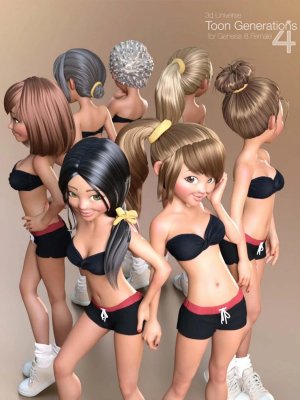 Toon Generations 4 Hair for Genesis 8 Female(s)-创世纪8女性的香椿世代4头发