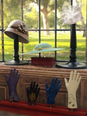 Vintage Hats and Gloves for Genesis 8 and 8.1 Females