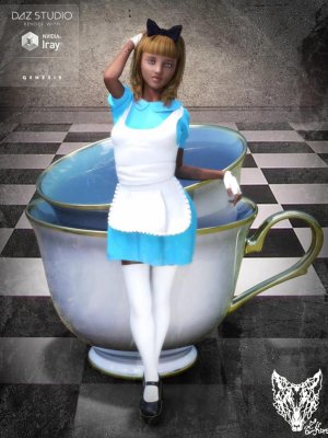 Wonderland Alice Outfit and Props for Genesis 3 Female(s)-创世纪3女性的仙境爱丽丝服装和道具