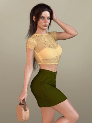 X-Fashion Delicate Touch Outfit for Genesis 8 Female(s)-精致触感创世8女套装