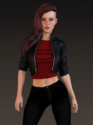X-Fashion Spring Leather Outfit for Genesis 8 Female(s)-8女性春季皮革套装