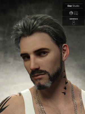 Yoan Mature Hair and Beard for Genesis 8 and 8.1 Males-《创世纪》第8章和第81章男性的成熟头发和胡须