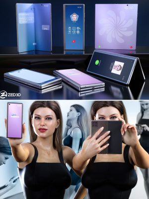 Z Folding Smartphone and Poses Mega Set for Genesis 8 and 8.1 Female