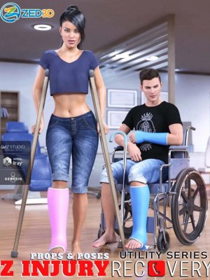 Z Injury Recovery Props and Poses for Genesis 8-创世纪8的损伤恢复道具和姿势