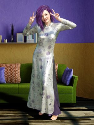 dForce AO Dai Eastern Silk Add On Textures-东方丝绸添加纹理