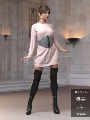dForce Bustier Dress Outfit for Genesis 8 Female(s)-紧身胸衣为创世纪8女性设计的套装