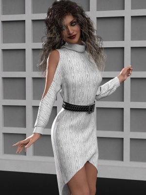 dForce Cold Shoulder Dress for Genesis 8 and 8.1 Females-露肩连衣裙，适用于和女性