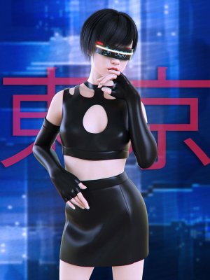 dForce Cyberpunk Outfit for Genesis 8 Female-赛博朋克为《创世纪8：女性》设计的服装