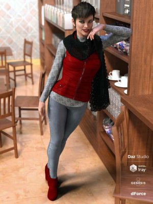 dForce Latte Mornings Outfit for Genesis 8 Female(s)-拿铁早装为创世纪8女性设计