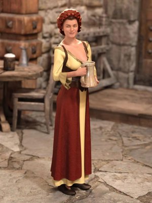 dForce Medieval Barmaid for Genesis 8 Female(s)-中世纪酒吧女招待为创世纪女