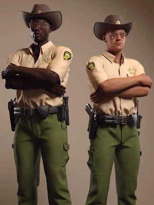 dForce Sheriff Uniform and Props for Genesis 8 Males-警长制服和道具为创世纪8男