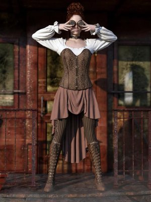 dForce Steampunk Outfit for Genesis 8 Female(s)-蒸汽朋克为创世纪8女性设计的服装