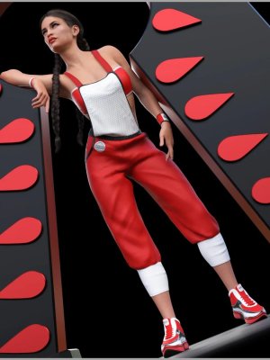 dForce Street Overalls Outfit for Genesis 8 Females-街头工装裤为创世纪8女性设计的套装