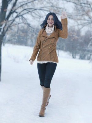dForce Winter Trendy Outfit for Genesis 8 Female(s)-创世纪8女款冬季时尚套装