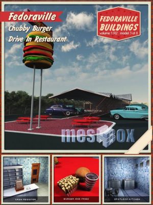 1950s Drive In Restaurant – Chubby Burger – Fedoraville-20世纪50年代在Restaurant  –  Chubby Burger  –  Fedoraville