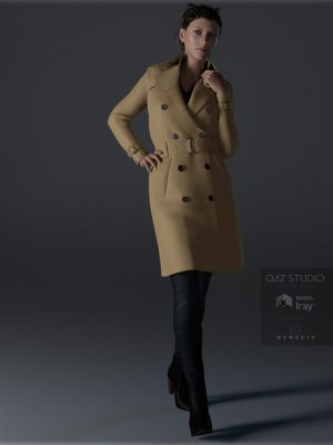 Trench Coat Outfit for Genesis 3 Female(s)风衣外套-Genesis 3雌性衣服衣服
