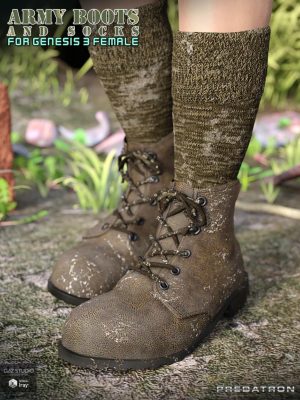 Army Boots and Socks for Genesis 3 Female(s)-军队靴和创世纪3女性袜子