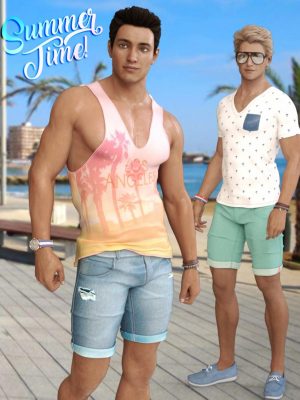 Summer Time Outfit for Genesis 3 and Genesis 8 Male(s)-夏季时间成套装备3和创世纪8男性