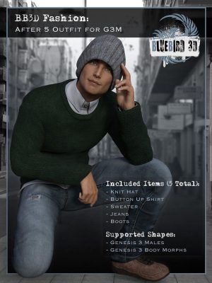 BB3D Fashions After 5 for Genesis 3 Male(s)-BB3D为Genesis 3雄性后的5次时装