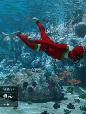 Freediver Wet Suit and Accessories for Genesis 8 Male(s)-Freediver湿套装和创世纪8男性配件