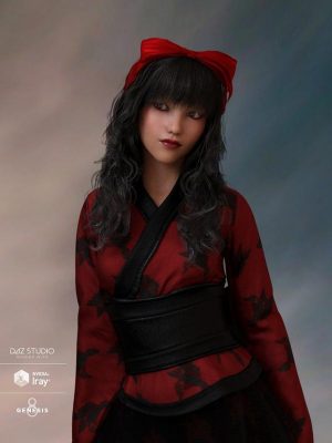 Ayako Hair & Bow for Genesis 8 Female(s)-Ayako头发＆＃038;弓的创世纪8女性