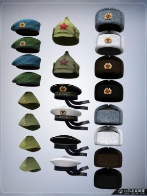 Russian Hats for Genesis 3 Male(s)创世纪3男俄罗斯帽-俄罗斯帽子为创世记3男性