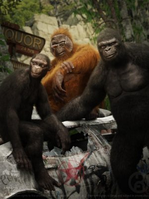 Ape World Bundle with dForce Hair for Genesis 8 Male-猿类世界捆绑与头发为创世纪8男性。