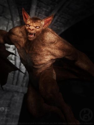 Bat Beast with dForce Hair for Genesis 8 Male-蝙蝠兽与头发为创世纪8男性。