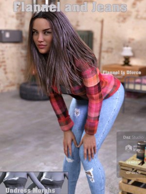 FGF Flannel and Jeans Outfit for Genesis 8 Female(s)-法兰绒和牛仔裤为创世纪女套装