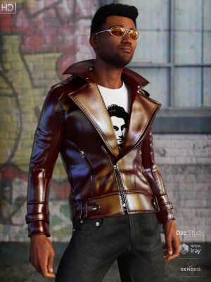 Leather Jacket Outfit for Genesis 8 Male(s)-《创世纪》男款皮夹克套装