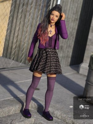 Pastel Goth Outfit for Genesis 8 Female(s)-为《创世纪》中的女性设计的色彩柔和的哥特服装