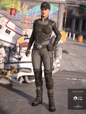 Sci-fi Police Outfit for Genesis 8 Female(s)-女主角的科幻警服
