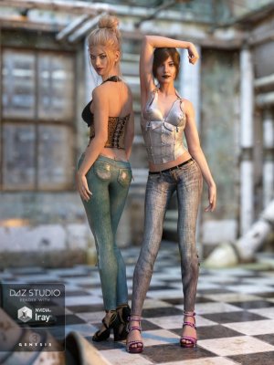 Skinny Jeans and Corset Outfit Textures-紧身牛仔裤和紧身胸衣
