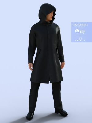 H&C Raincoat Outfit for Genesis 3 Male(s)男性雨衣-H＆M＃038; C Raincoat成套装备用于创世纪3男性（s）男性雨衣